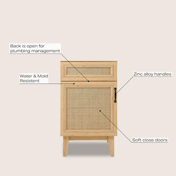 Javer Rattan Modern Farmhouse 2-Shelf Bath Vanity Cabinet Only (Sink Basin not Included) - JONATHAN Y